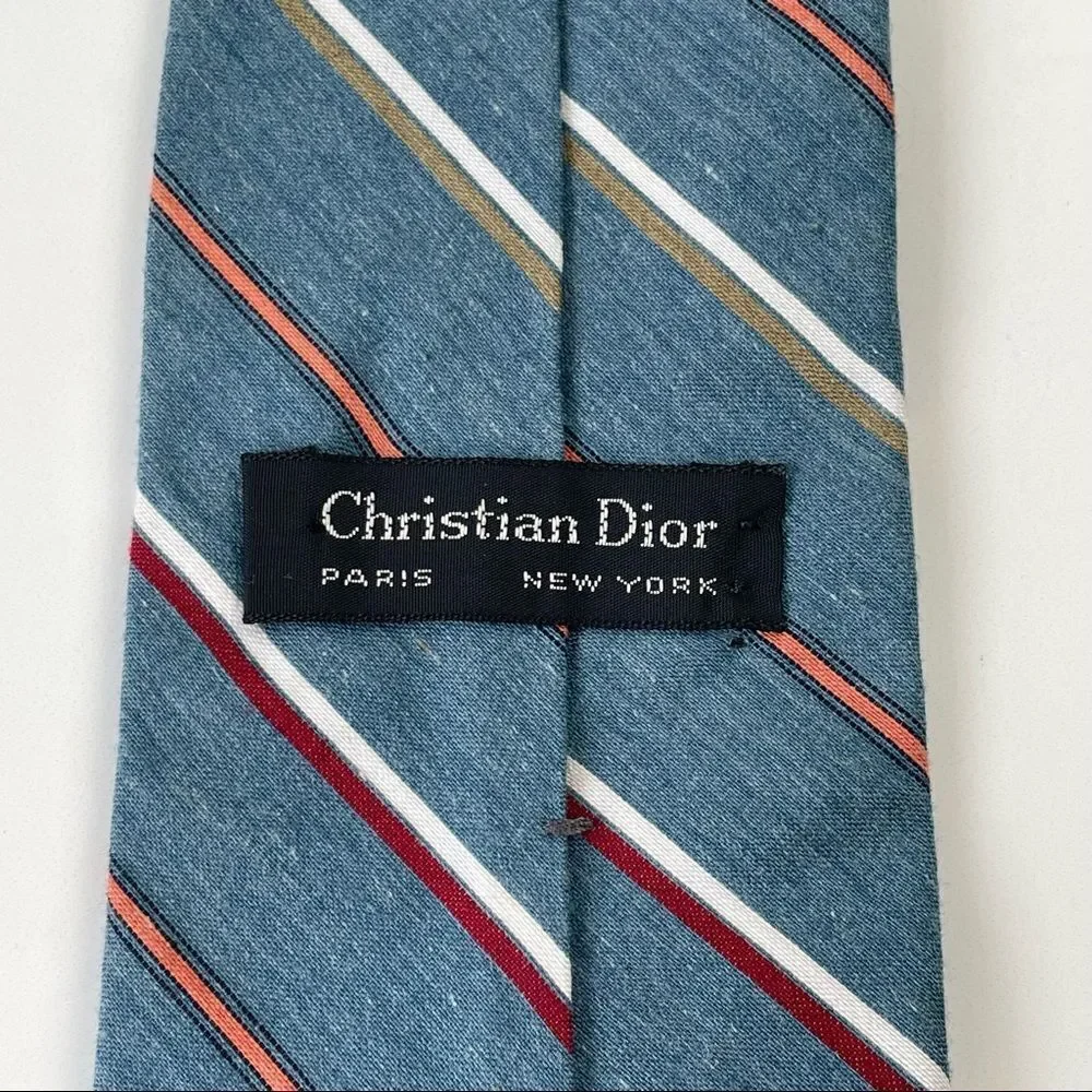 Vtg. Christian Dior Striped Blue Tie